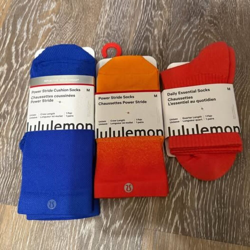 Lululemon Power Stride and Daily Essential Socks Size M - 3 Pairs